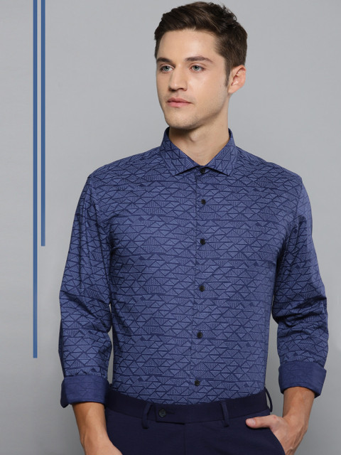 

Louis Philippe Ath.Work Men Blue Super Slim Fit Printed Casual Shirt