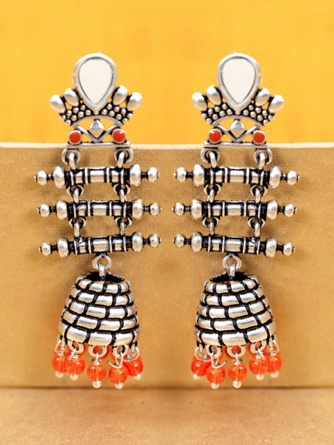 

Voylla Silver-Toned Dome Shaped Jhumkas