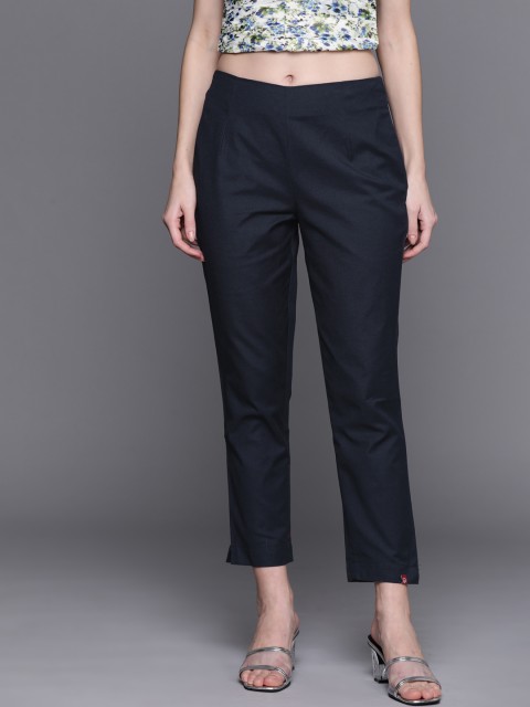 

Biba Women Navy Blue Smart Slim Fit Trousers