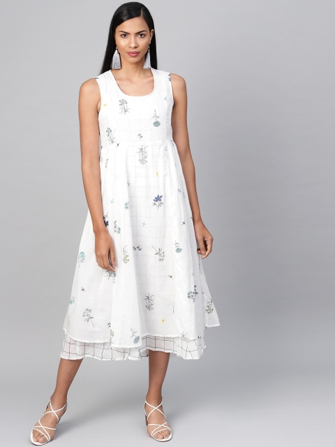 

Biba Women White Printed Layered A-Line Dress