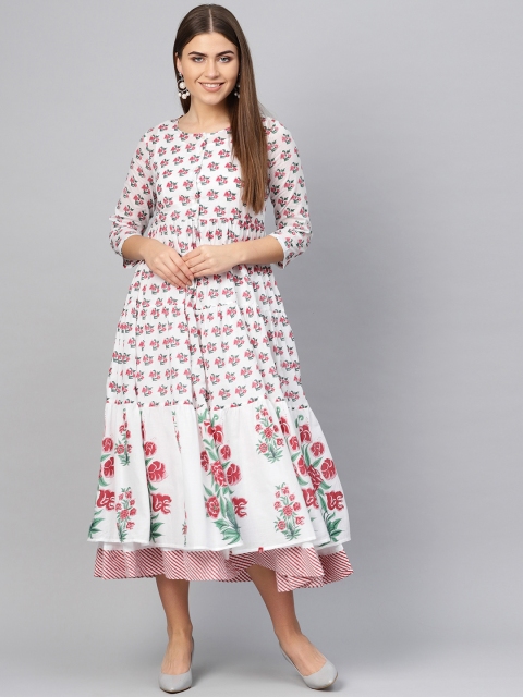 

Biba Women White Solid Layered A-Line Dress