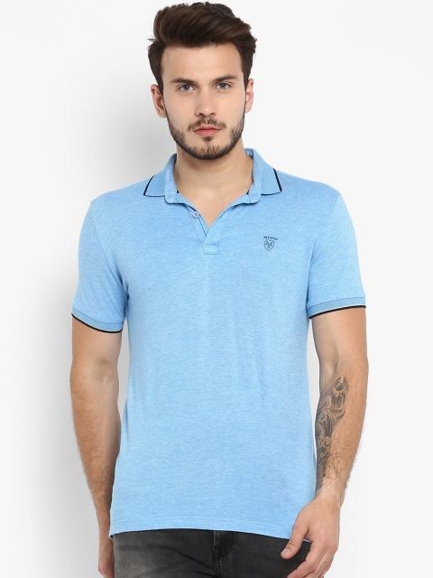 

Mufti Men Blue Solid Polo Collar T-shirt