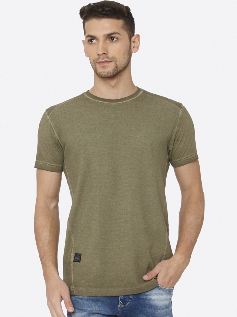 

Mufti Men Khaki Solid Round Neck T-shirt