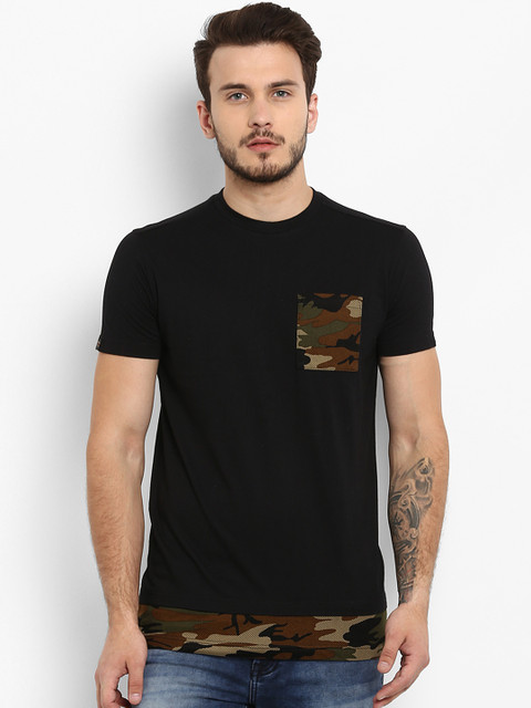 

Mufti Men Black Printed Round Neck Pure Cotton T-shirt
