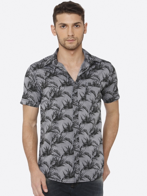 

Mufti Men Grey Slim Fit Printed Casual Shirt