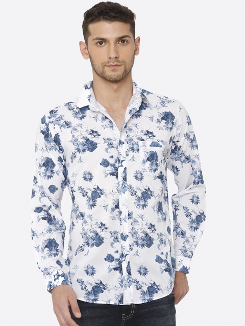 

Mufti Men White & Blue Slim Fit Printed Casual Shirt