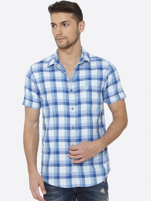 

Mufti Men Blue Slim Fit Checked Casual Shirt