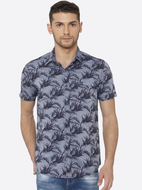 

Mufti Men Grey Slim Fit Printed Casual Shirt