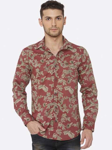 

Mufti Men Rust Brown Slim Fit Printed Casual Shirt