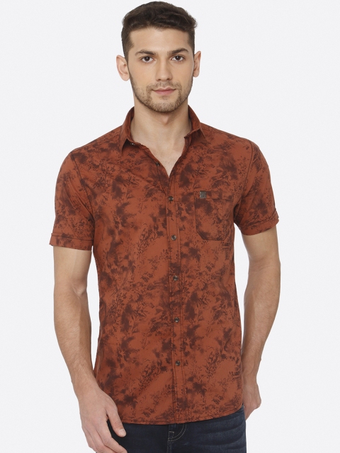 

Mufti Men Rust Brown Slim Fit Printed Casual Shirt