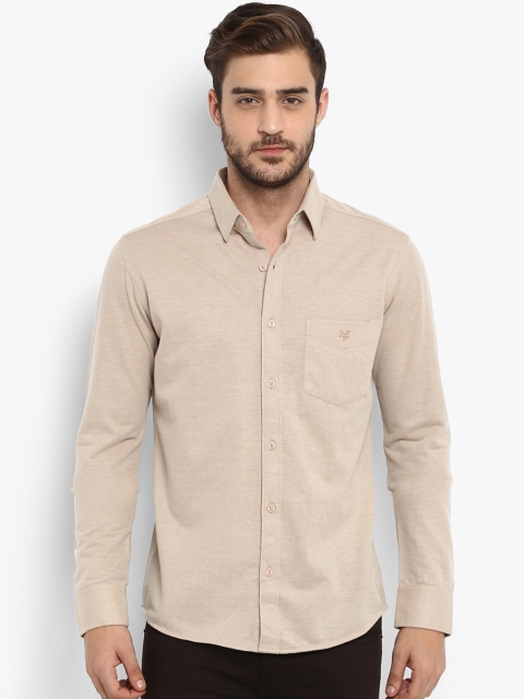 

Mufti Men Beige Slim Fit Solid Casual Shirt