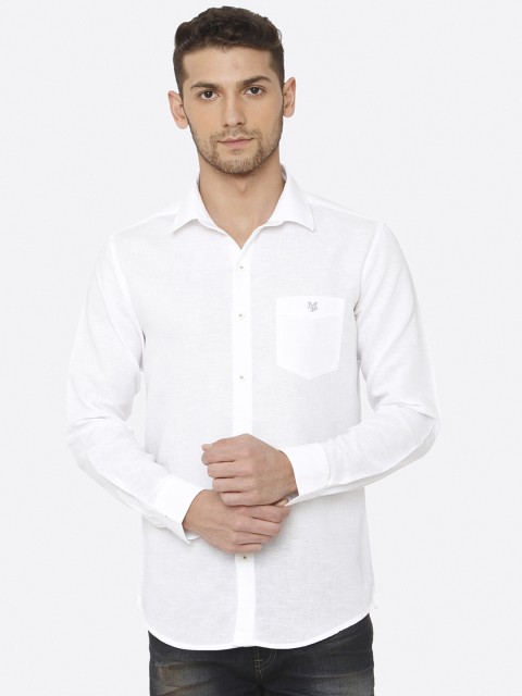 

Mufti Men White Slim Fit Solid Casual Shirt