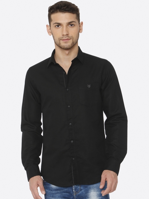 

Mufti Men Black Slim Fit Solid Casual Shirt