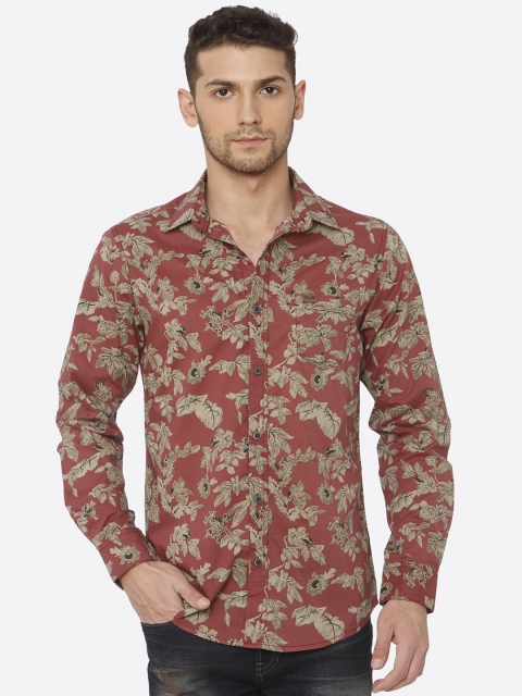 

Mufti Men Rust Brown Slim Fit Printed Casual Shirt