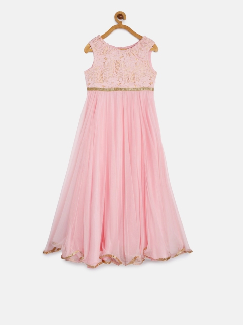 

Biba Girls Pink Self Design Fit and Flare Dress