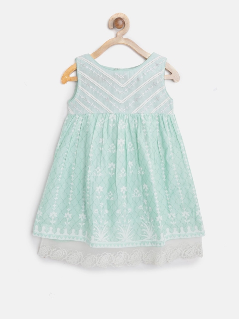 

Biba Girls Sea Green Printed A-Line Dress
