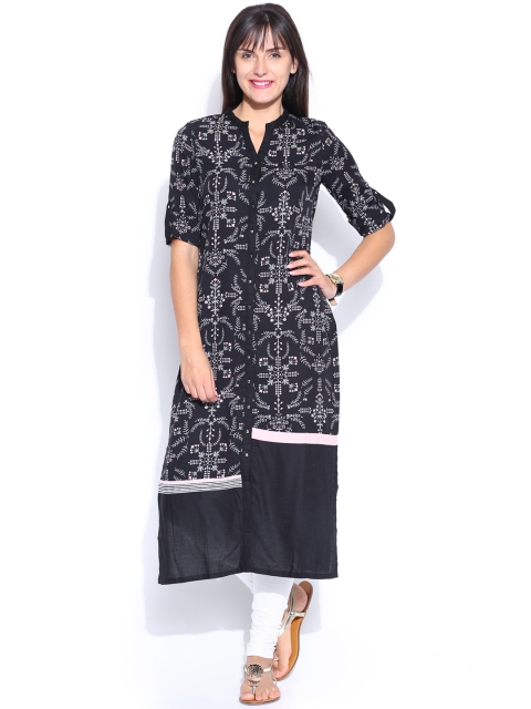 

W Navy Printed Kurta, Navy blue