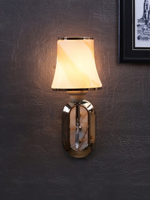 

Aesthetic Home Solutions Gold-Toned & White Textured Frustrum Ceiling Lamp
