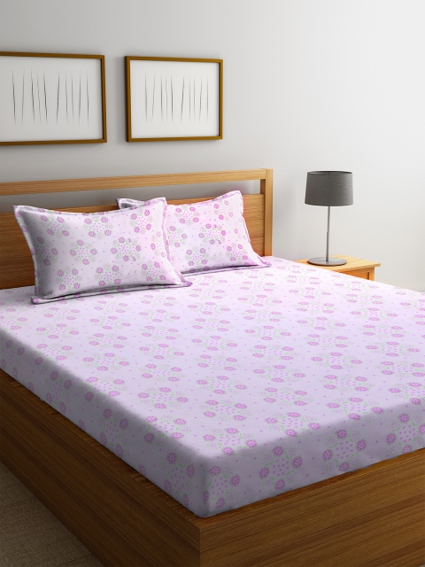 

BOMBAY DYEING Pink Floral 104 TC Cotton 1 Queen Bedsheet with 2 Pillow Covers