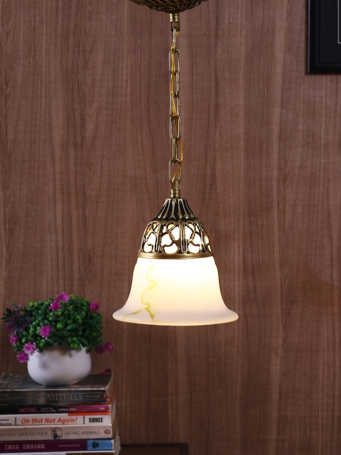 

Aesthetic Home Solutions Gold-Toned & White Solid Pendant Ceiling Lantern