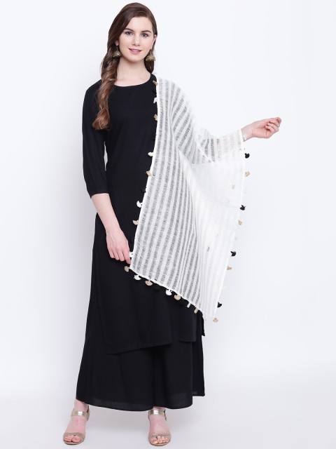 

Shakumbhari White Striped Dupatta