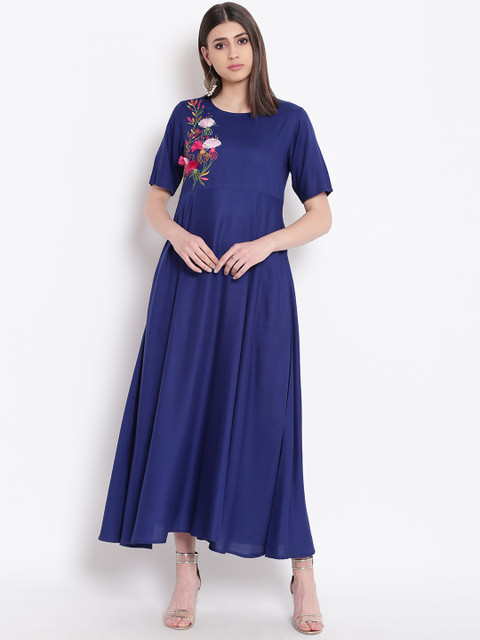 

Shakumbhari Women Blue Solid Maxi Dress