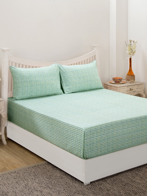 

MASPAR Green Geometric 210 TC Cotton 1 Queen Bedsheet with 2 Pillow Covers