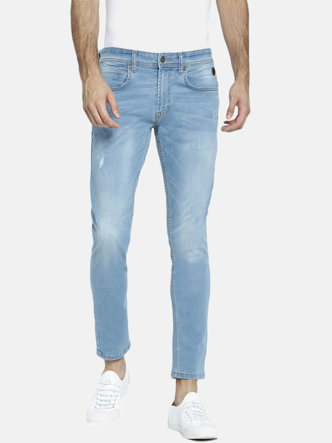 

Breakbounce Men Blue Skinny Fit Mid-Rise Low Distress Stretchable Jeans