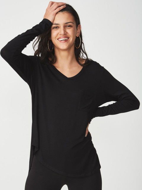 

COTTON ON Women Black Solid Boxy Top