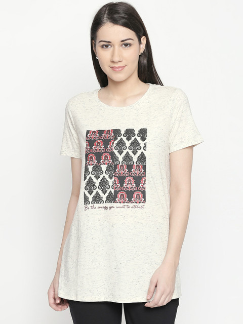 

Ajile by Pantaloons Women Grey Printed Round Neck T-shirt