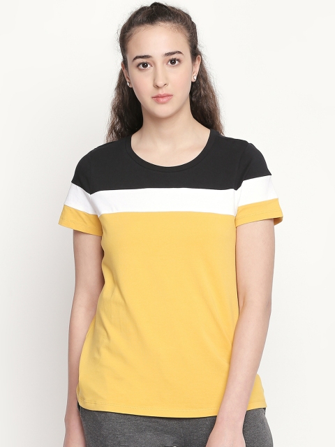 

Ajile by Pantaloons Women Yellow Colourblocked Round Neck T-shirt