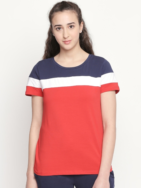 

Ajile by Pantaloons Women Red Colourblocked Round Neck T-shirt