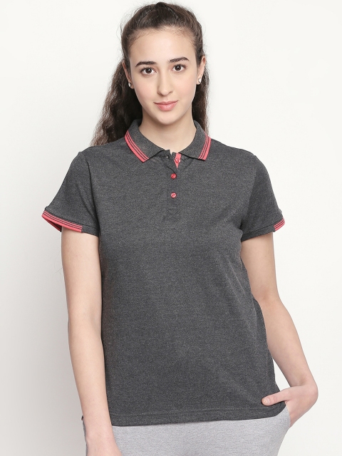 

Ajile by Pantaloons Women Charcoal Solid Polo Collar T-shirt