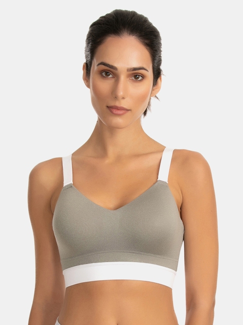 

Zelocity by Zivame Grey Solid Non-Wired Lightly Padded Sports Bra ZC4211FASHA