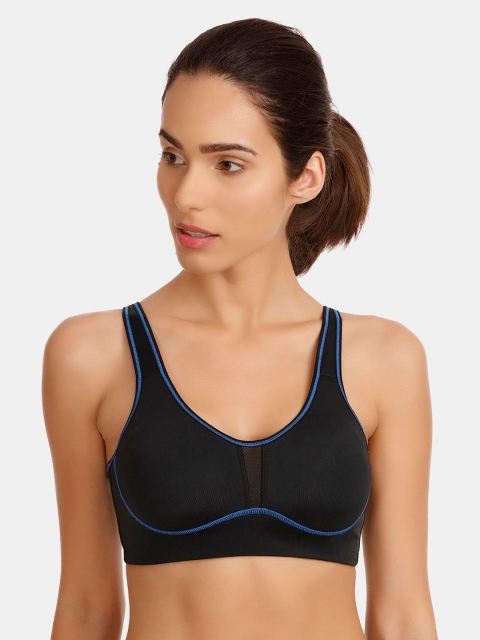 

Zelocity Black Solid Non-Wired Non Padded Sports Bra ZC4237FASH0
