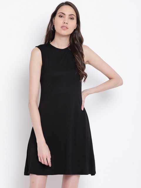 

Belle Fille Women Black Solid A-Line Dress
