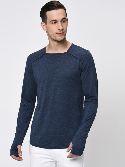

Rigo Men Blue Solid Round Neck T-shirt