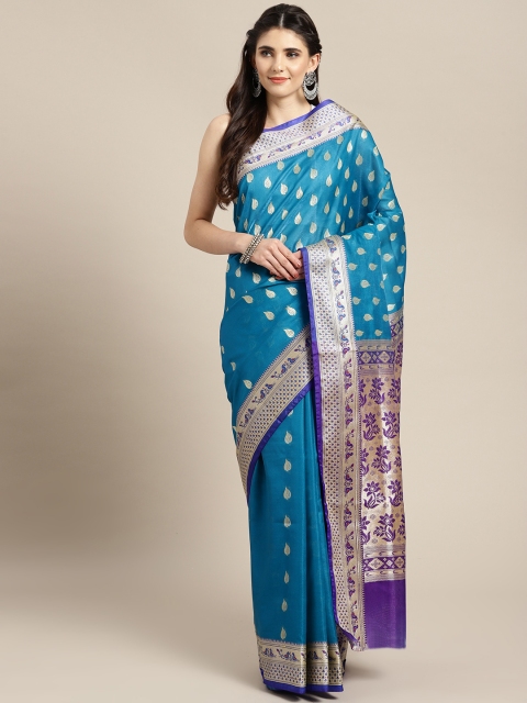 

Ishin Blue Poly Silk Woven Design Mysore Silk Saree