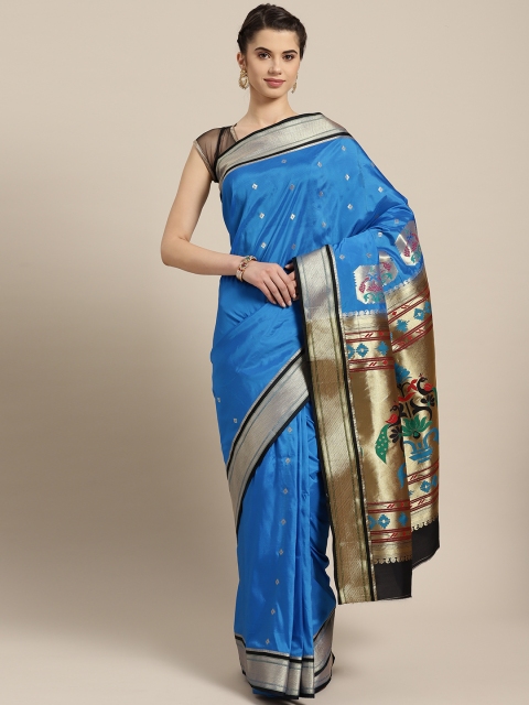 

Ishin Blue & Golden Zari Woven Design Mysore Silk Saree
