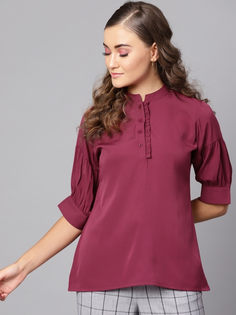 

Ives Women Burgundy Solid Shirt Style Top
