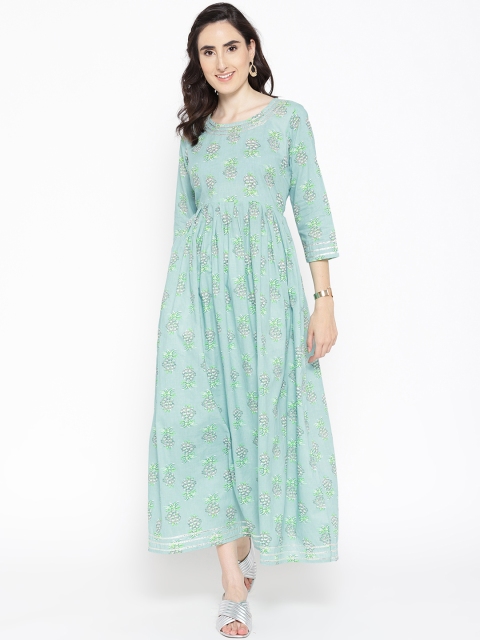 

Sringam Women Blue Printed Maxi Dress