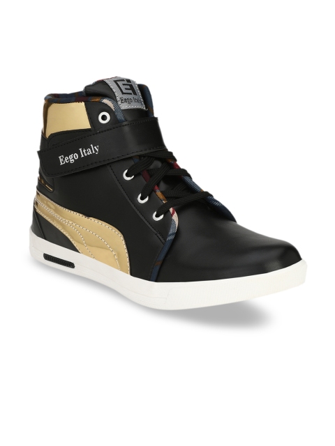 

Eego Italy Men Black Colourblocked Synthetic High-Top Sneakers