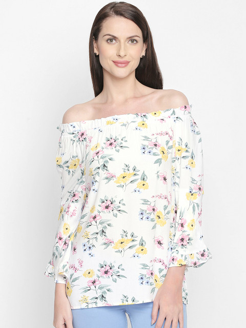 

Honey by Pantaloons Women White Printed Bardot Top