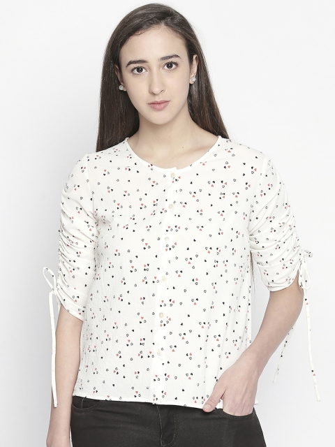 

Honey by Pantaloons Women White Printed Shirt Style Top