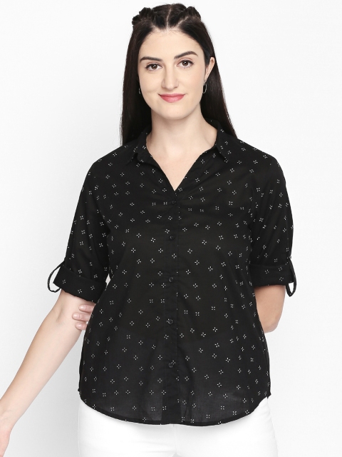 

Honey by Pantaloons Women Black Regular Fit Printed Casual Shirt