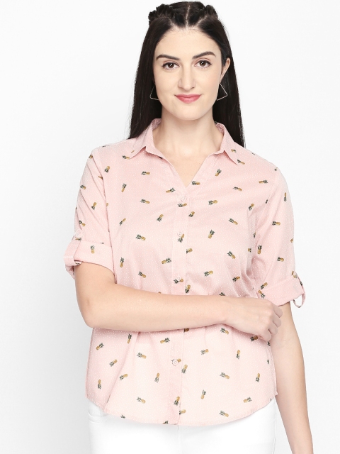 

Honey by Pantaloons Women Pink Regular Fit Striped Casual Shirt