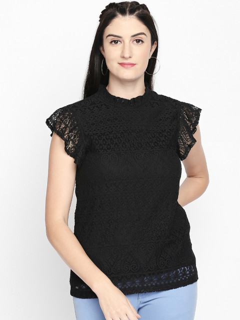 

Honey by Pantaloons Women Black Self Design Top