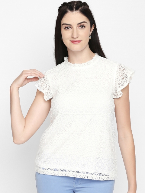 

Honey by Pantaloons Women White Self Design Top