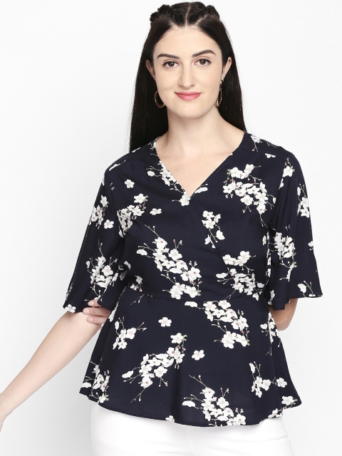 

Honey by Pantaloons Women Navy Blue Printed A-Line Top