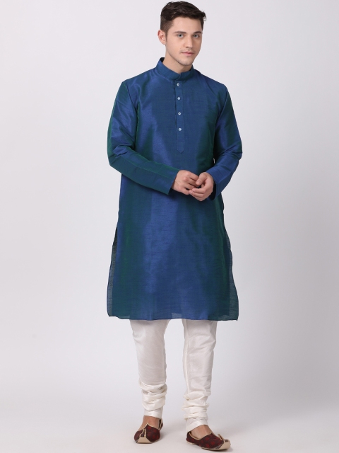 

TABARD Men Blue Solid Straight Kurta